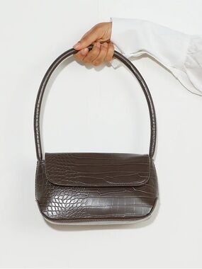 Billini Izalia Shoulder Bag Faux Croc - Dark Brown